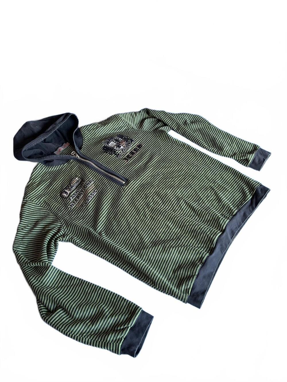 Vintage Chinese Streetwear WEI LIANSI CLASSIC quarter zip hoodie green and black